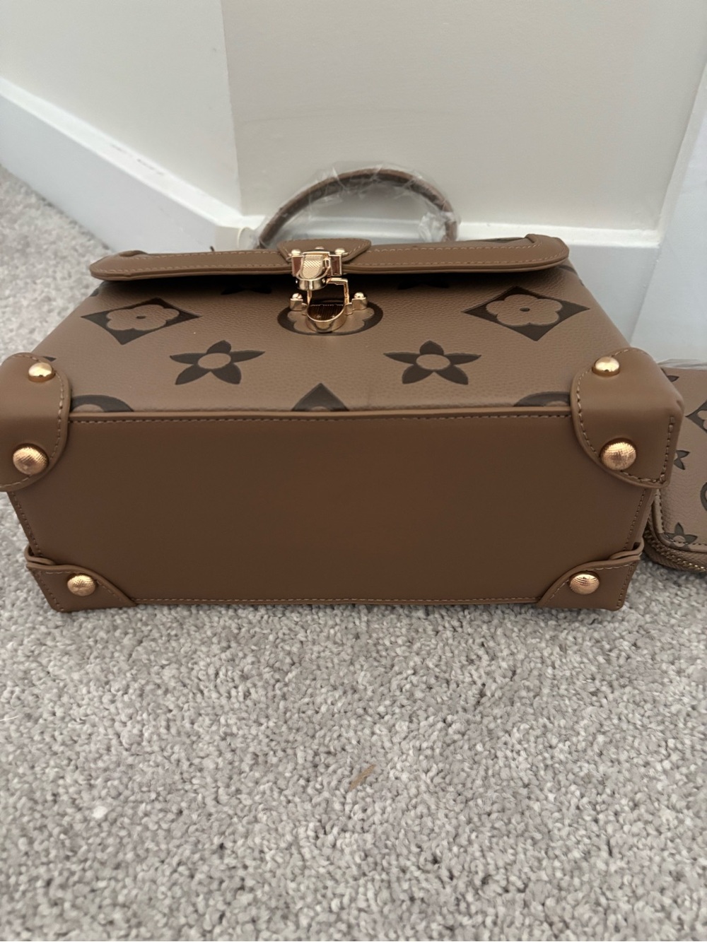 Monogram-Pattern Mini Top-Handle Bag in Brown